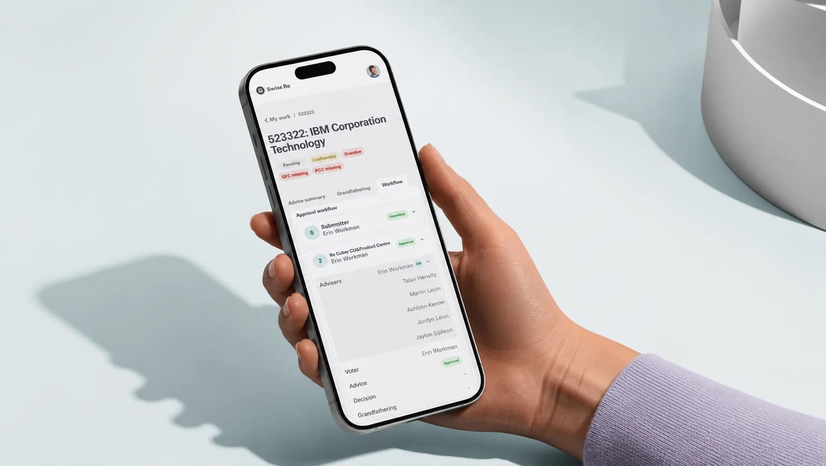 Swiss Re referral detail on mobile